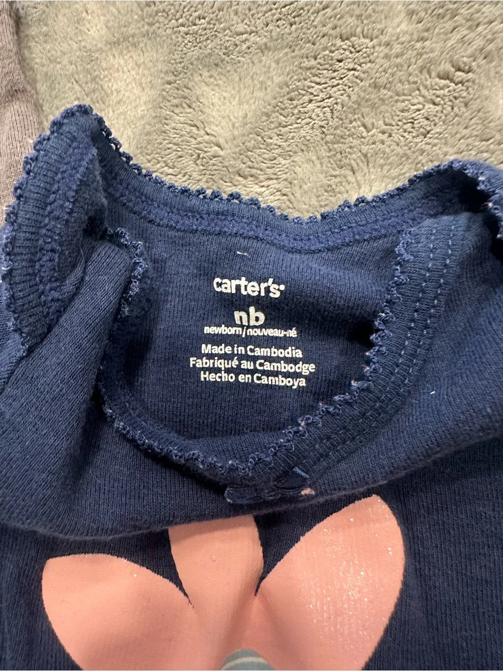 Carter's Navy Floral & Graphic bodysuit - Pink Flower Accent